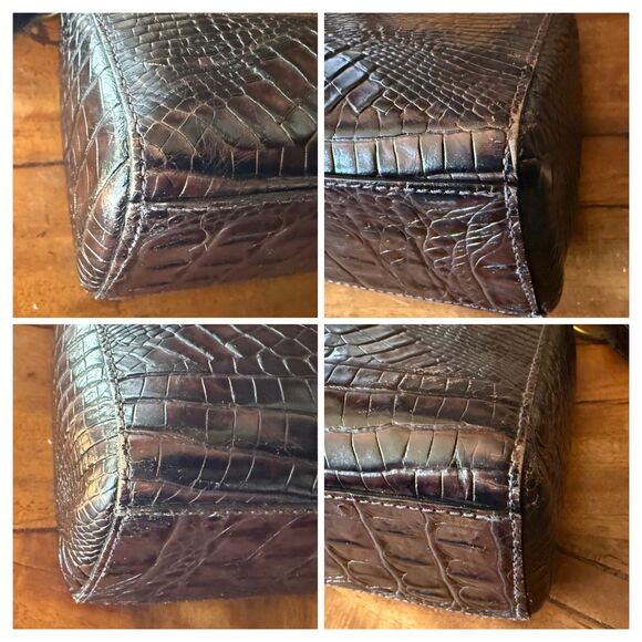 Brahmin Anytime Baguette Shoulder Bag – Melbourne Croc Embossed Leather Brown - Picture 7 of 17